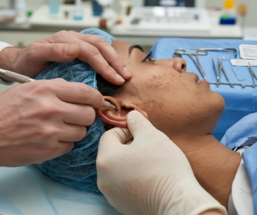Ears facial feminization procedures at Elegance Transgender Clinic, Surat
